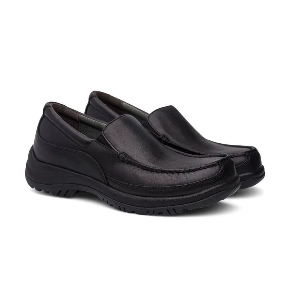 Dansko Wayne Men's 46 Black Full Grain Leather Slip On Loafers Work Shoes NIB